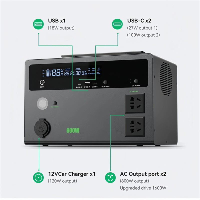ZDX BT800 800W 576Wh Portable Power Station-5